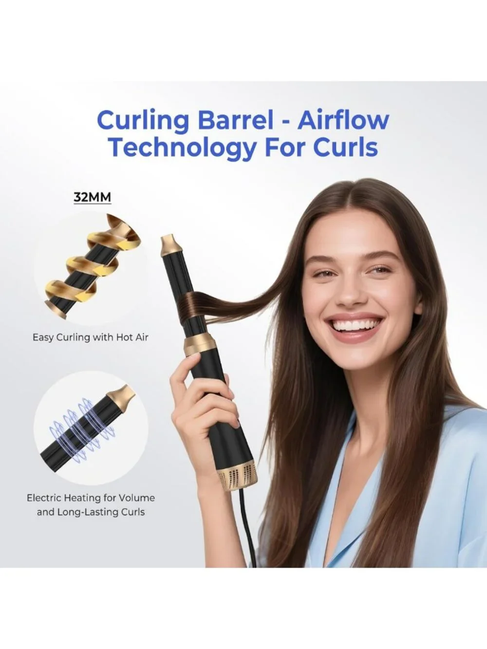 5-in-1 Hair Dryer Brush Set - Ionic Blow Drying, Curling, Volumizing